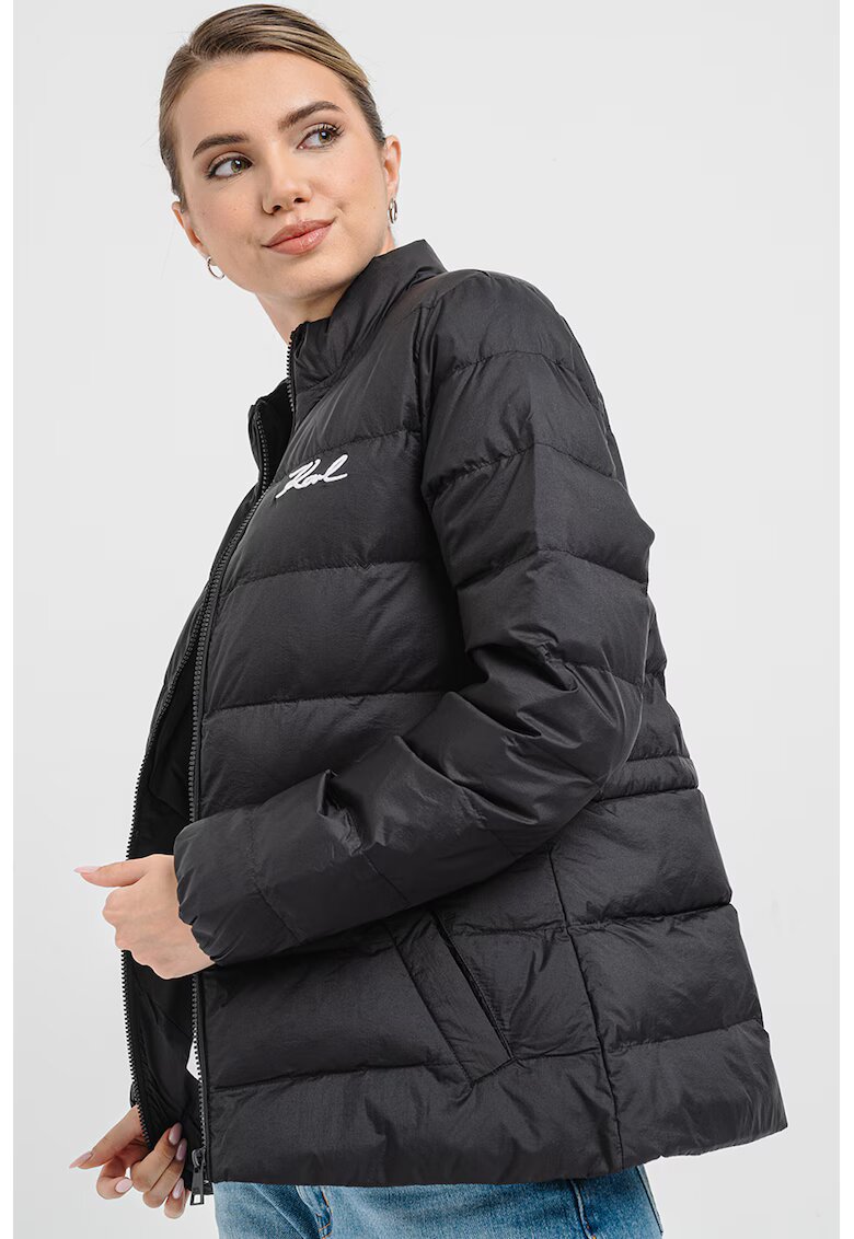 Karl Lagerfeld Geaca cu logo brodat - Negru/Alb optic