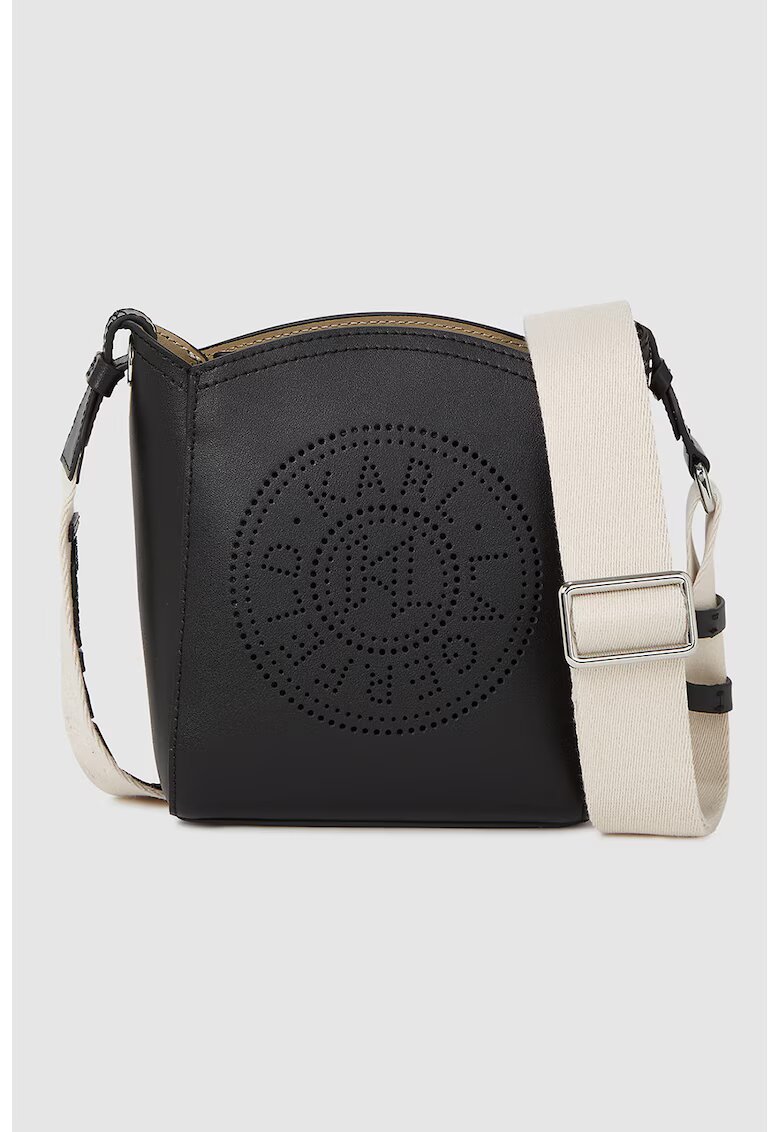 Karl Lagerfeld Geanta crossbody cu bareta logo - Alb fildes/Negru