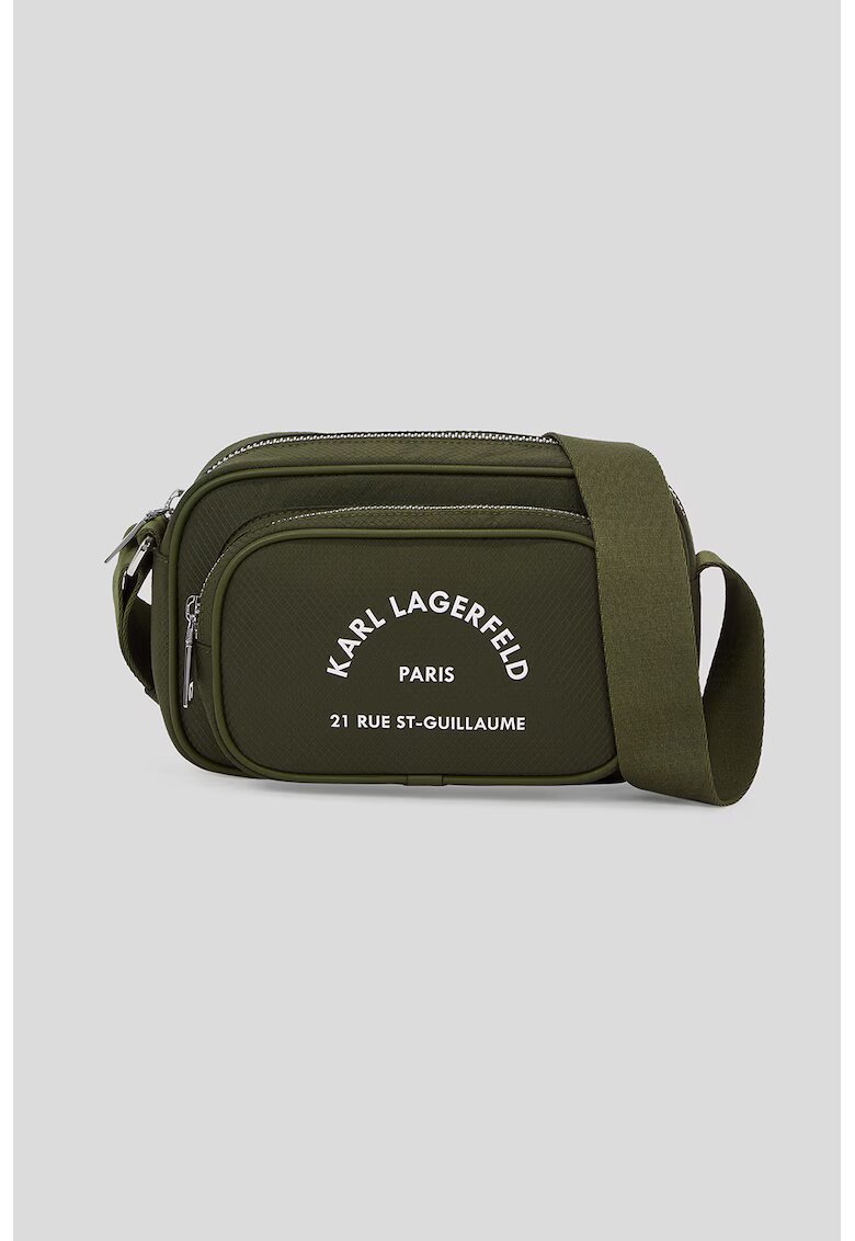 Karl Lagerfeld Geanta crossbody cu imprimeu logo - Kaki inchis