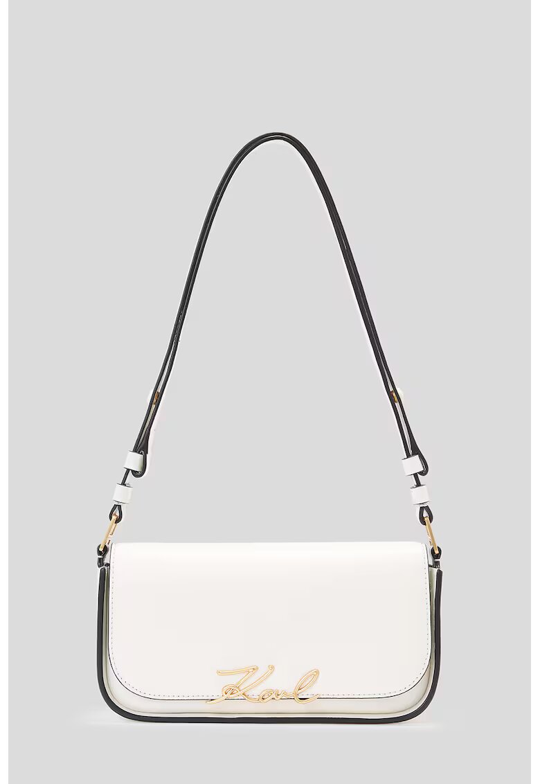 Karl Lagerfeld Geanta crossbody de piele cu aplicatie logo - Alb