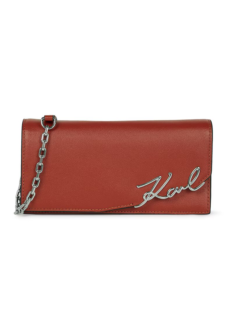 Karl Lagerfeld Geanta crossbody de piele cu bareta detasabila de lant - Rosu inchis