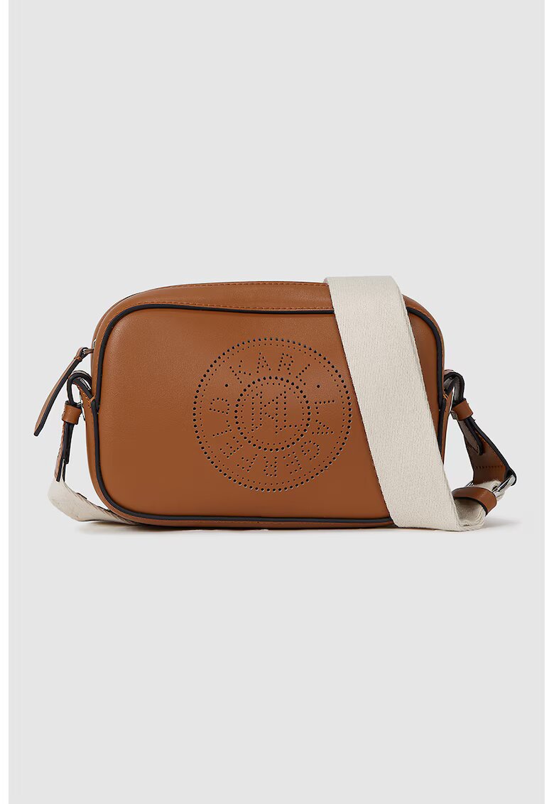 Karl Lagerfeld Geanta crossbody de piele cu logo - Caramel/Crem