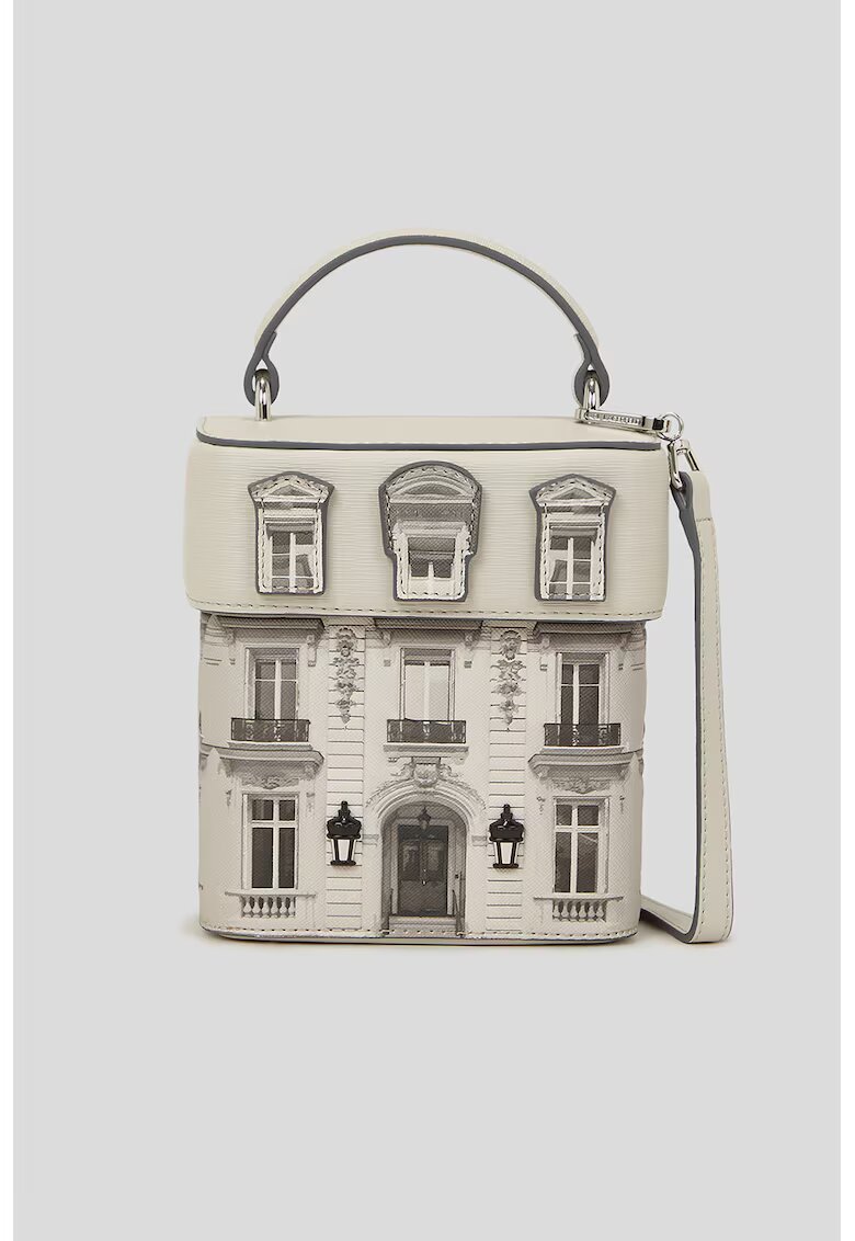 Karl Lagerfeld Geanta crossbody de piele ecologica - Gri/Bej