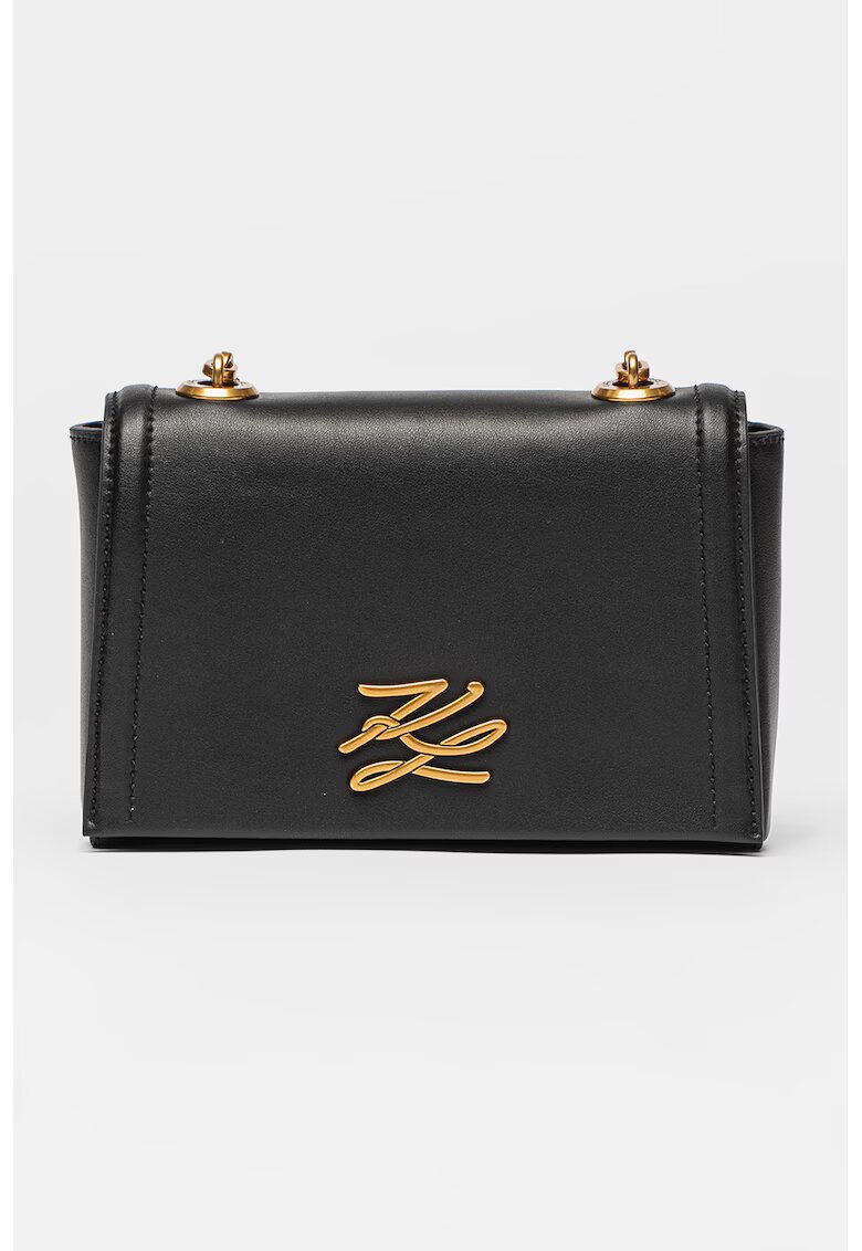 Karl Lagerfeld Geanta crossbody din piele cu bareta din lant Autograph - Negru