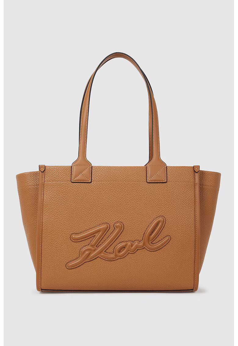 Karl Lagerfeld Geanta din piele ecologica cu logo in relief - Maro