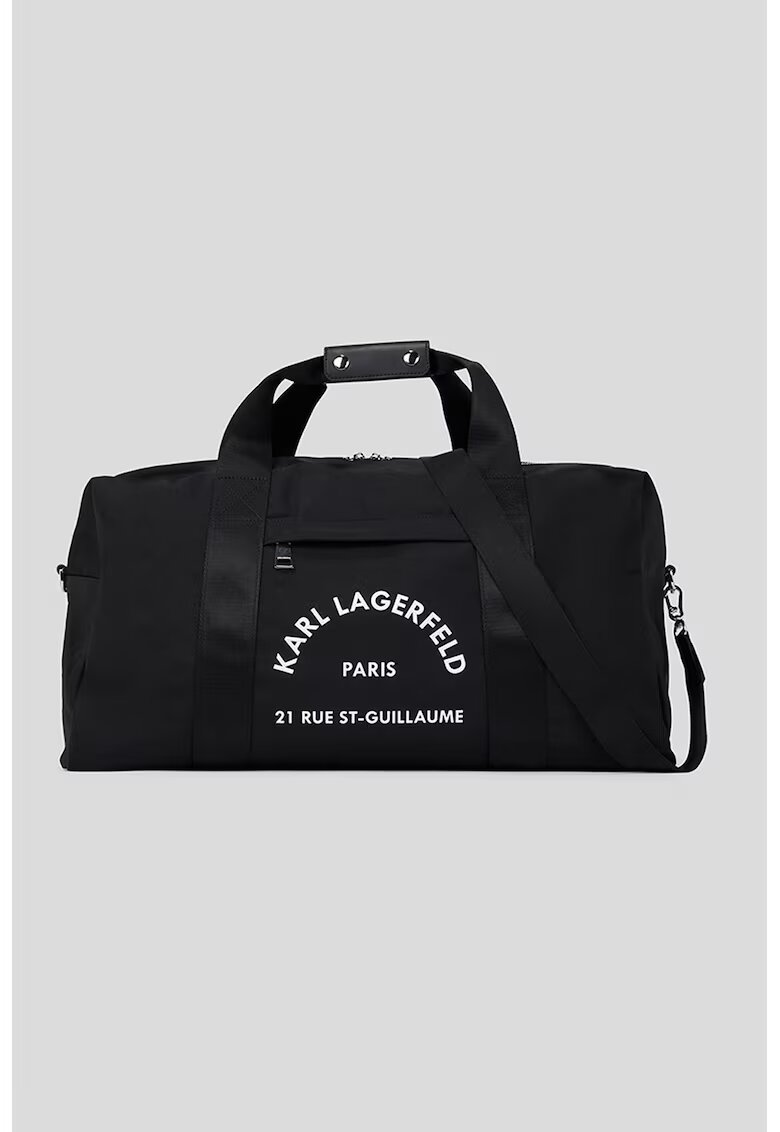 Karl Lagerfeld Geanta duffle de pana cu imprimeu logo - Negru
