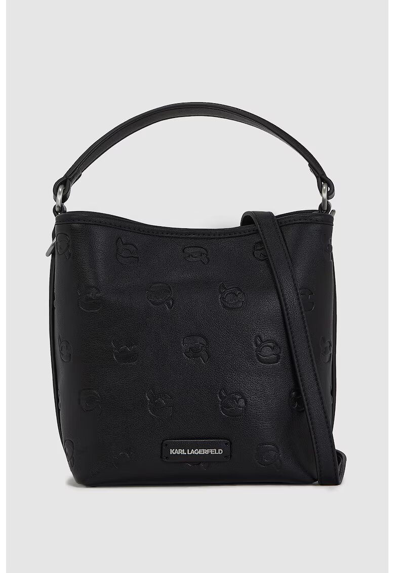 Karl Lagerfeld Geanta shopper cu model monograma si bareta detasabila - Negru