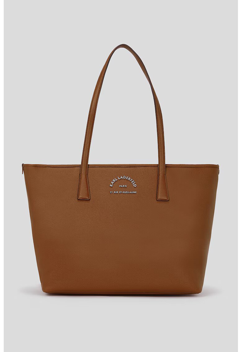 Karl Lagerfeld Geanta shopper de piele ecologica cu logo metalica - Maro scortisoara