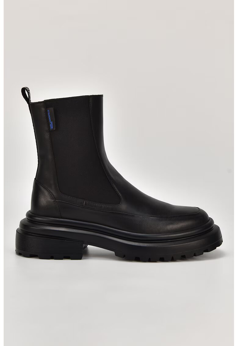 Karl Lagerfeld Ghete Chelsea de piele cu segmente elastice laterale - Negru