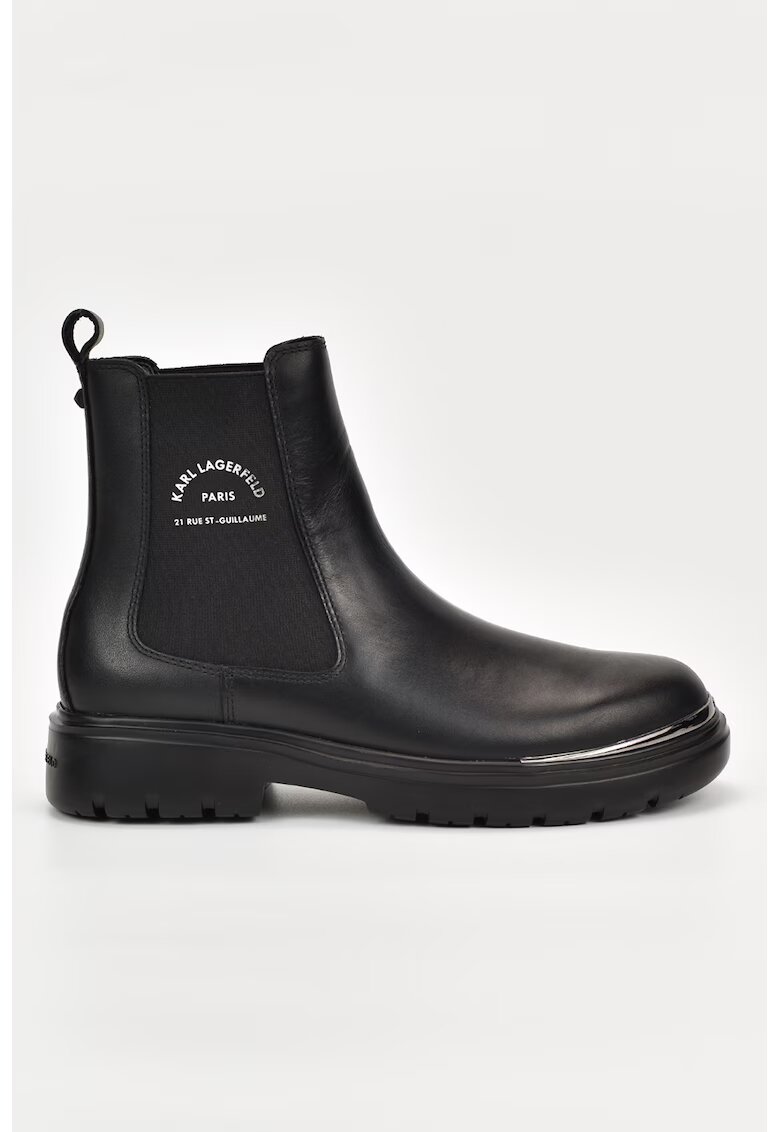 Karl Lagerfeld Ghete Chelsea din piele cu segmente din material textil - Negru