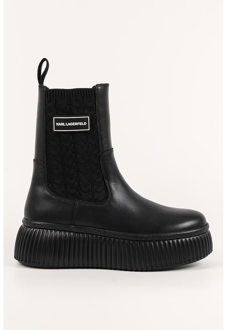 Karl Lagerfeld Ghete Chelsea din piele - Negru