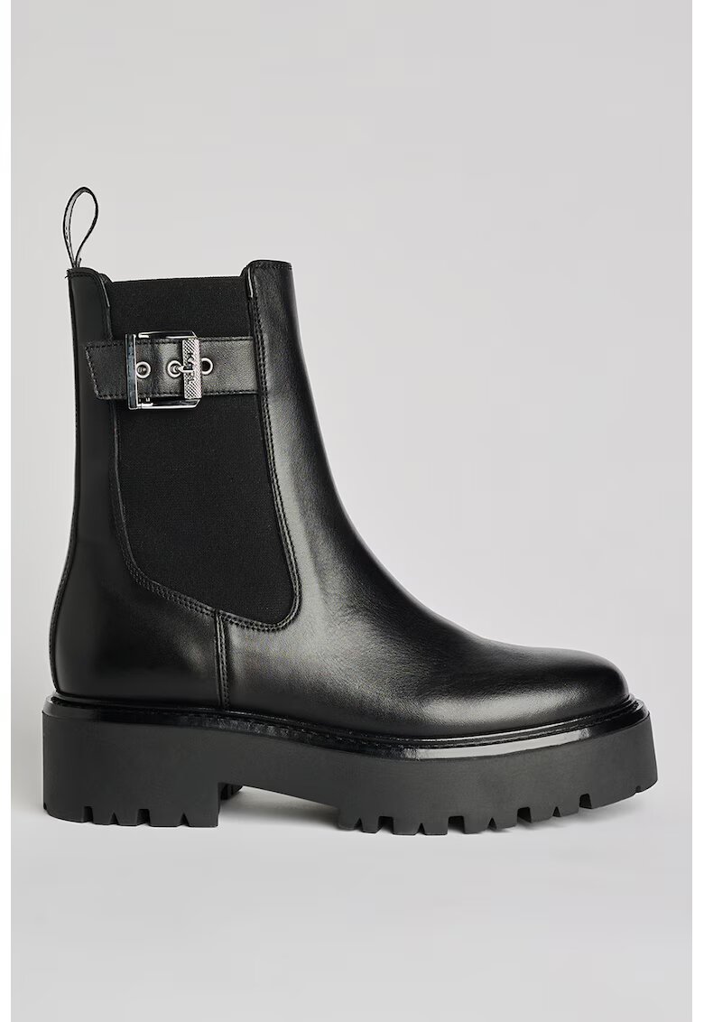 Karl Lagerfeld Ghete Chelsea high-cut din piele - Negru