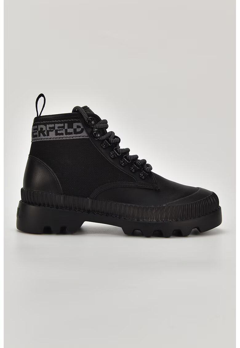 Karl Lagerfeld Ghete de piele cu garnituri de material textil - Negru