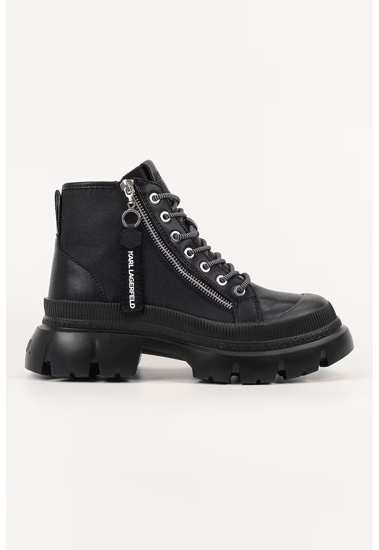 Karl Lagerfeld Ghete de piele cu insertii textile - Negru