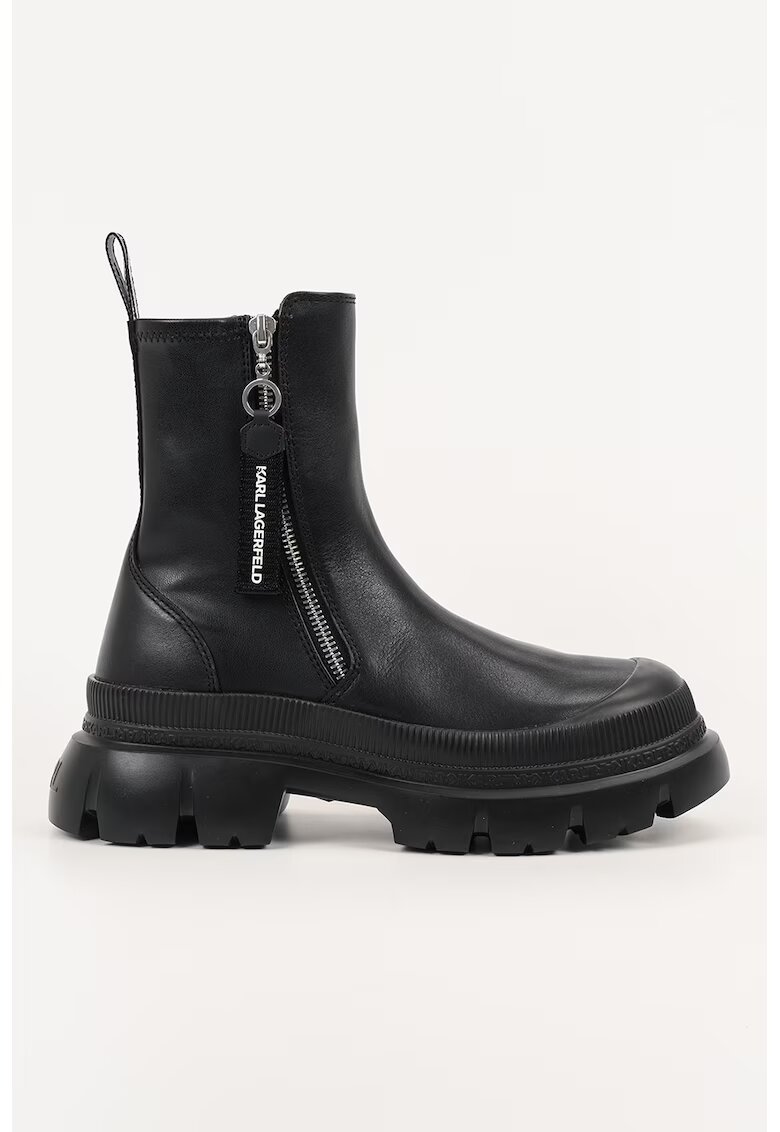 Karl Lagerfeld Ghete de piele cu toc masiv - Negru