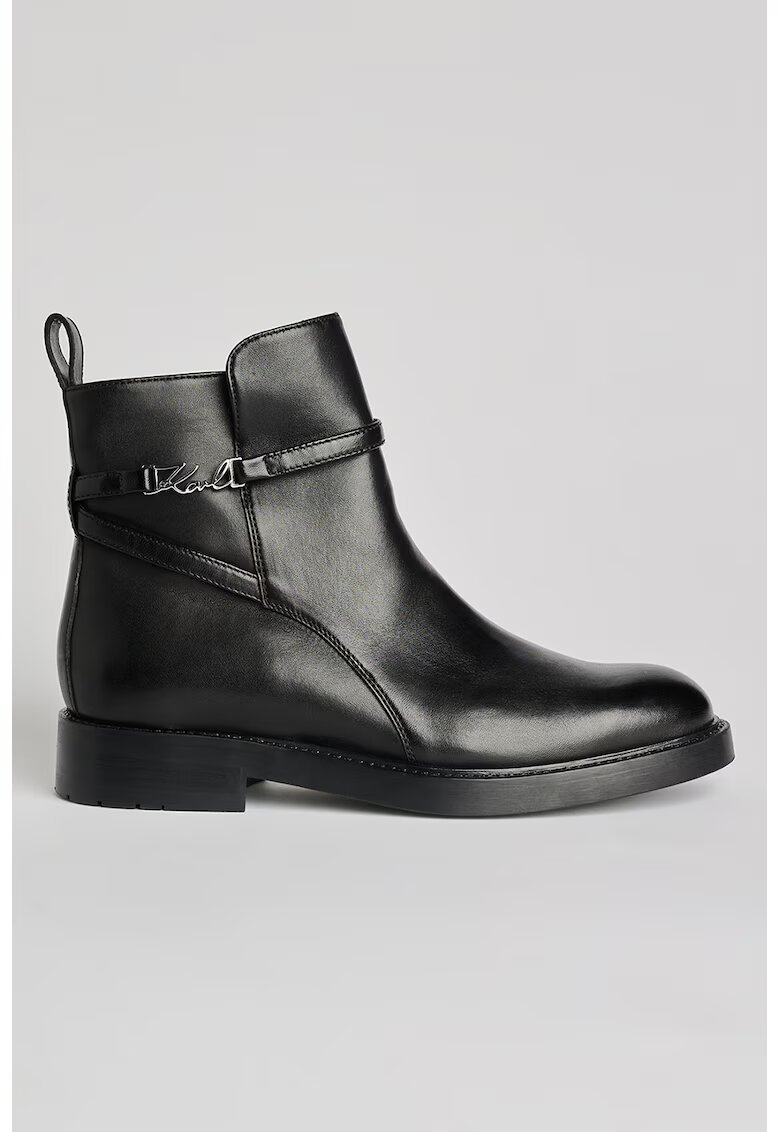 Karl Lagerfeld Ghete din piele cu fermoar - Negru