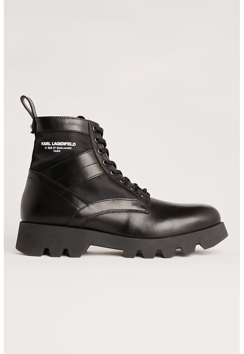 Karl Lagerfeld Ghete din piele cu insertii din material textil - Negru