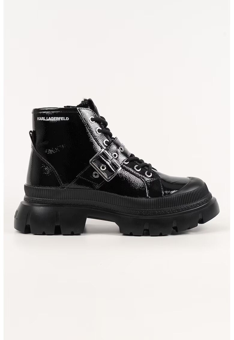 Karl Lagerfeld Ghete din piele lacuita - Negru