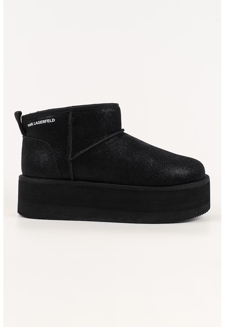 Karl Lagerfeld Ghete flatform slip-on din piele intoarsa - Negru