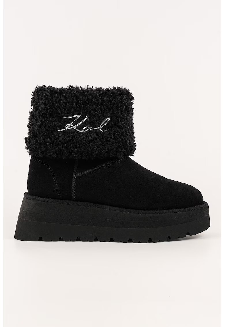 Karl Lagerfeld Ghete wedge din piele intoarsa - Negru