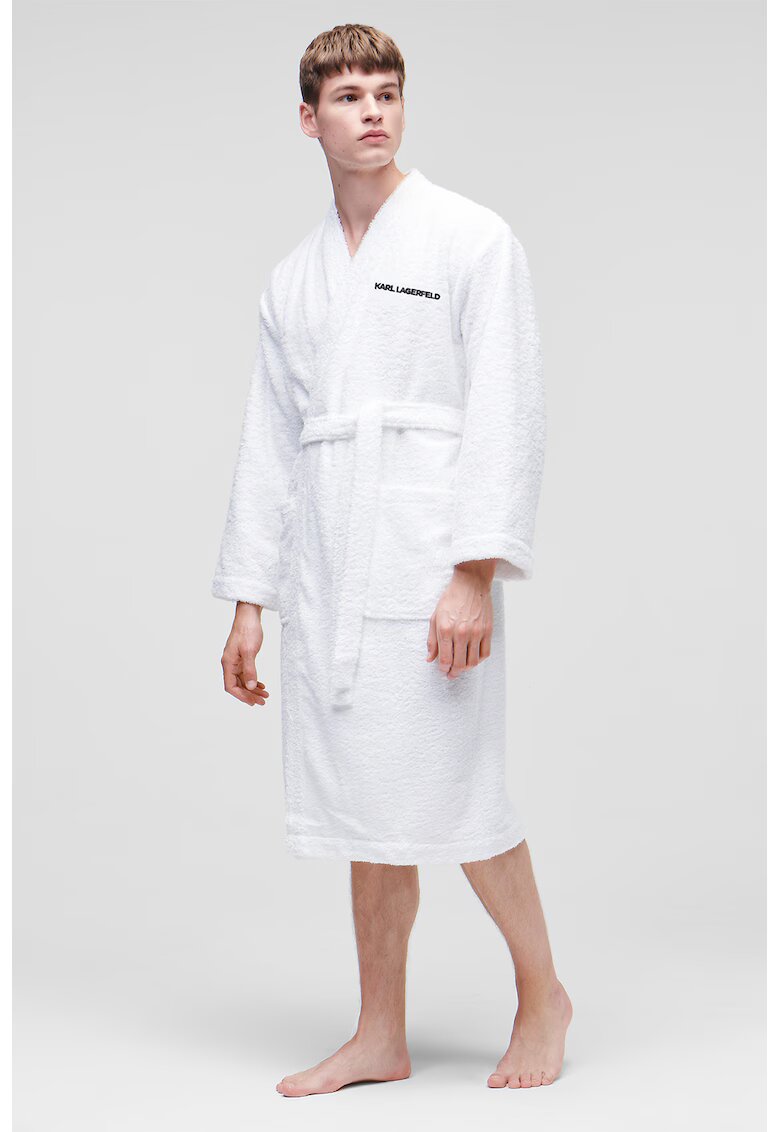 Karl Lagerfeld Halat de baie din amestec de bumbac - Alb