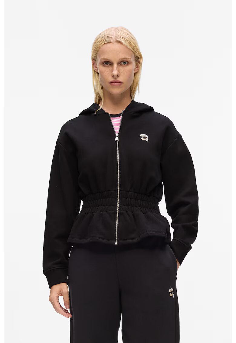 Karl Lagerfeld Hanorac din bumbac organic cu talie elastica - Negru