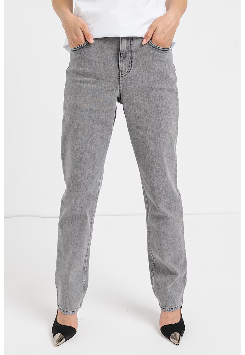 Karl Lagerfeld Jeans Blugi conici cu talie inalta - Gri deschis