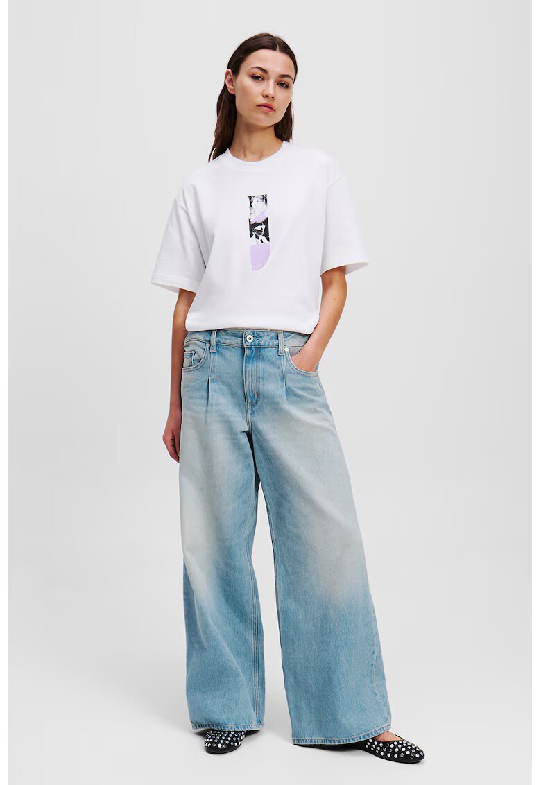 Karl Lagerfeld Jeans Blugi cu croiala ampla si aspect decolorat - Albastru deschis