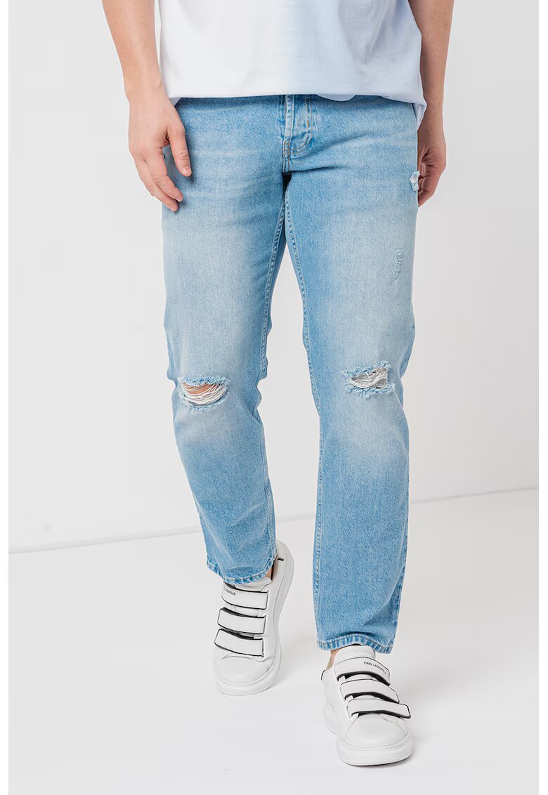 Karl Lagerfeld Jeans Blugi cu croiala dreapta si 5 buzunare - Albastru deschis
