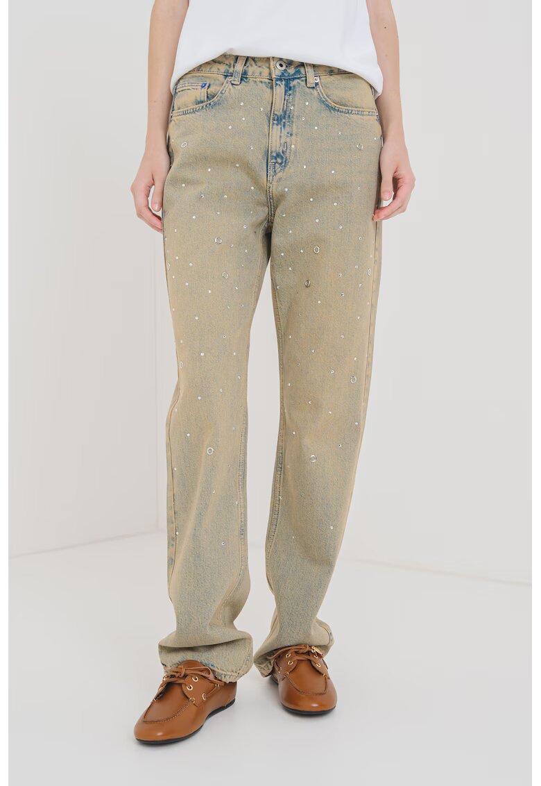 Karl Lagerfeld Jeans Blugi cu strasuri si tinte - Grej/Albastru
