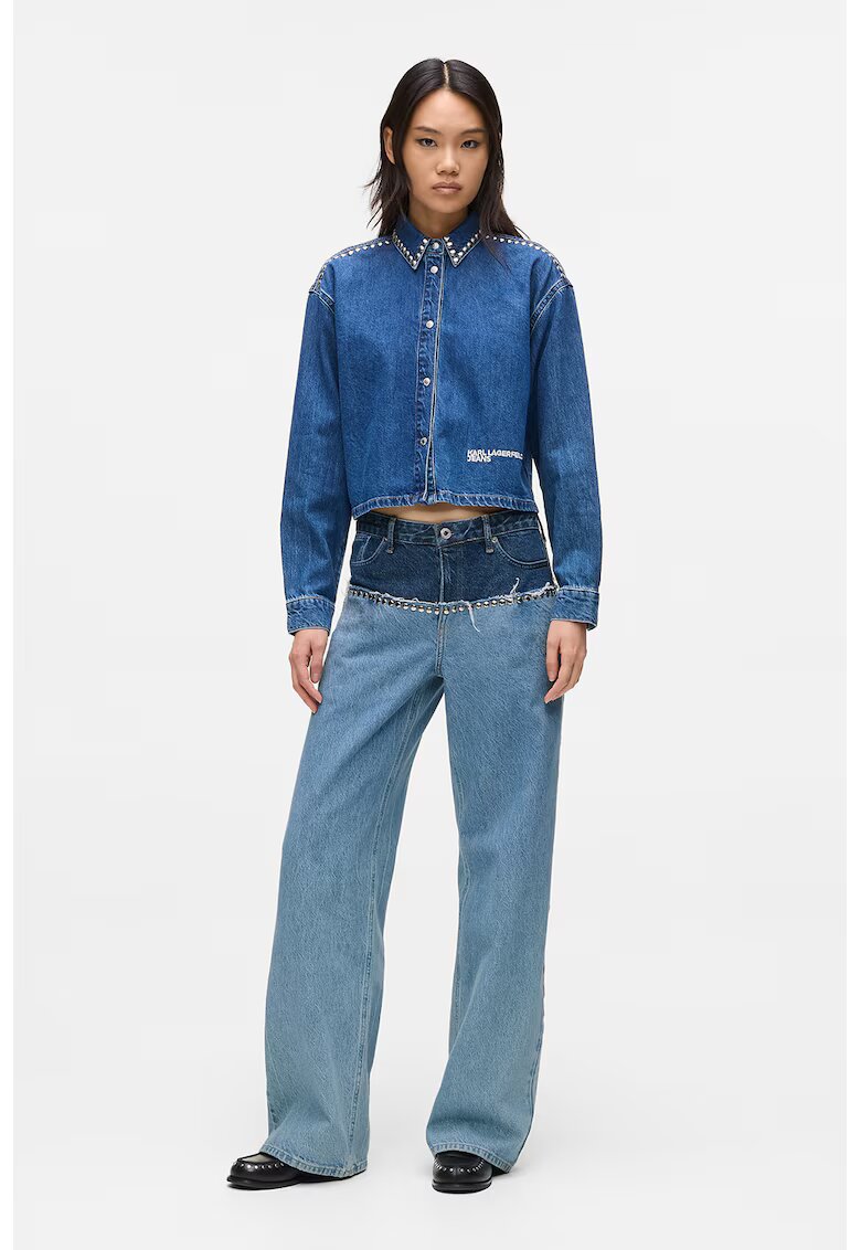 Karl Lagerfeld Jeans Blugi din amestec de bumbac organic cu detaliu contrastant - Albastru deschis