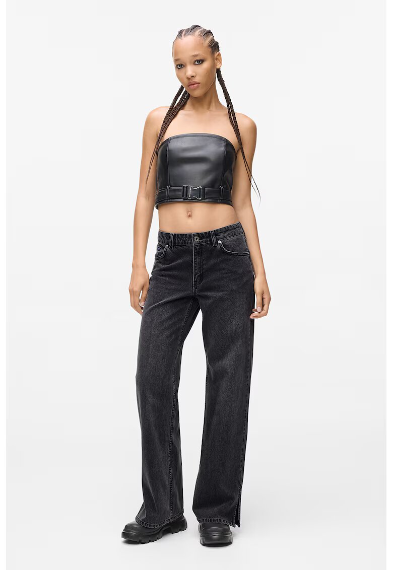 Karl Lagerfeld Jeans Blugi din bumbac organic cu talie medie - Gri inchis