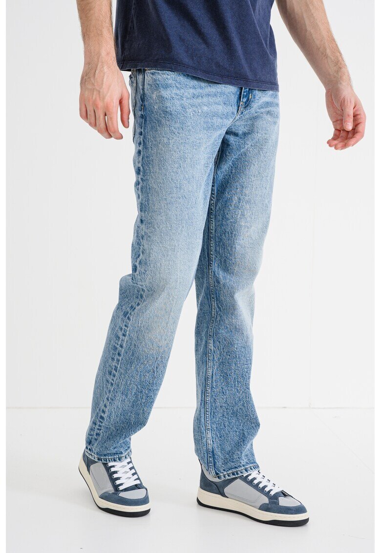 Karl Lagerfeld Jeans Blugi drepti cu aspect decolorat - Albastru melange