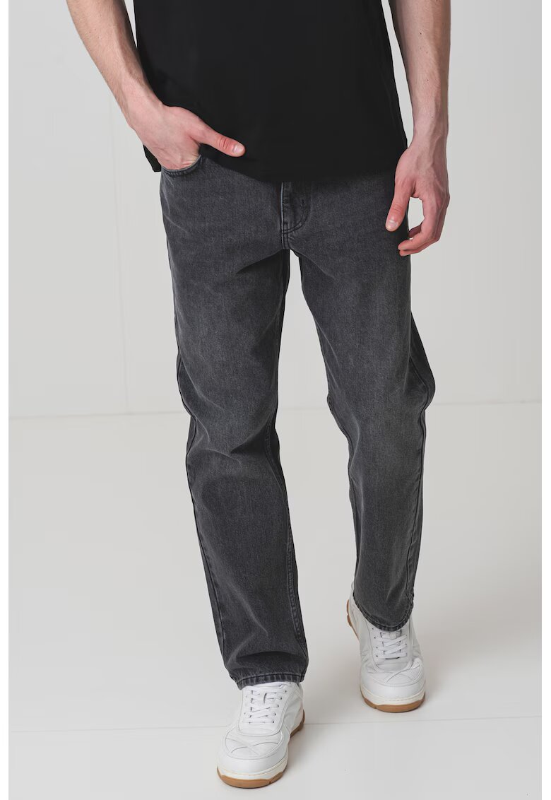 Karl Lagerfeld Jeans Blugi drepti cu logo - Negru stins