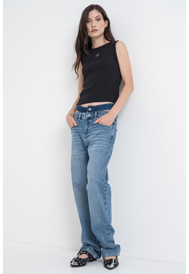 Karl Lagerfeld Jeans Blugi drepti cu talie inalta - Albastru