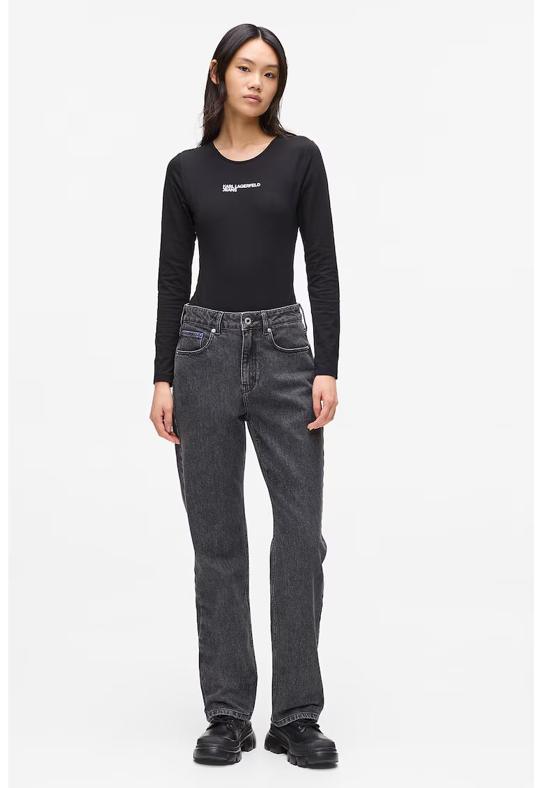 Karl Lagerfeld Jeans Blugi drepti cu talie inalta - Gri melange