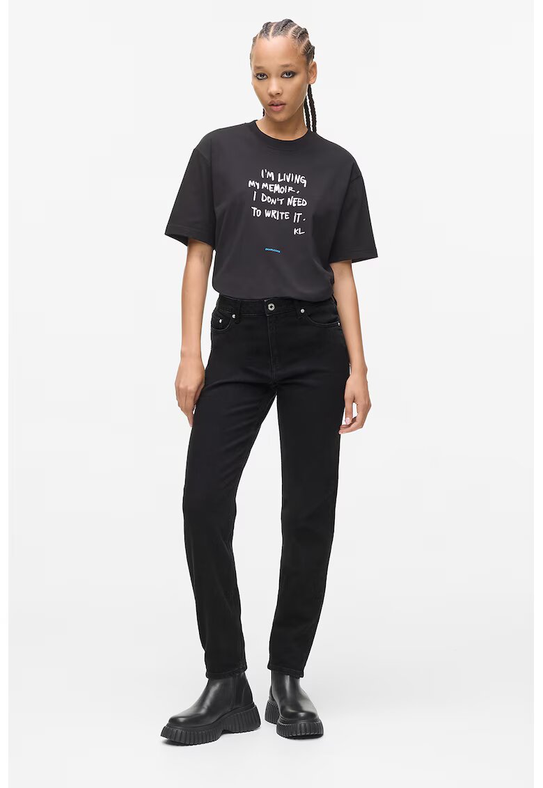 Karl Lagerfeld Jeans Blugi drepti cu talie medie - Negru