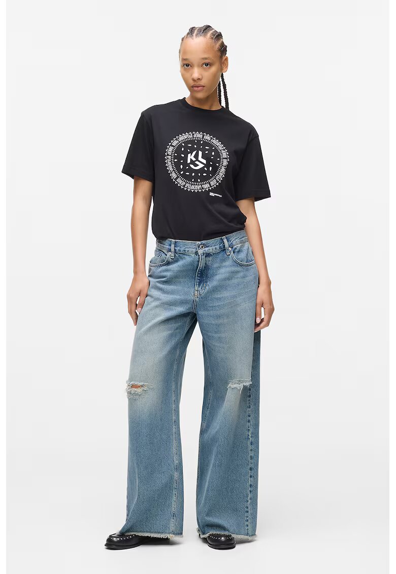 Karl Lagerfeld Jeans Blugi evazati cu talie medie - Albastru deschis