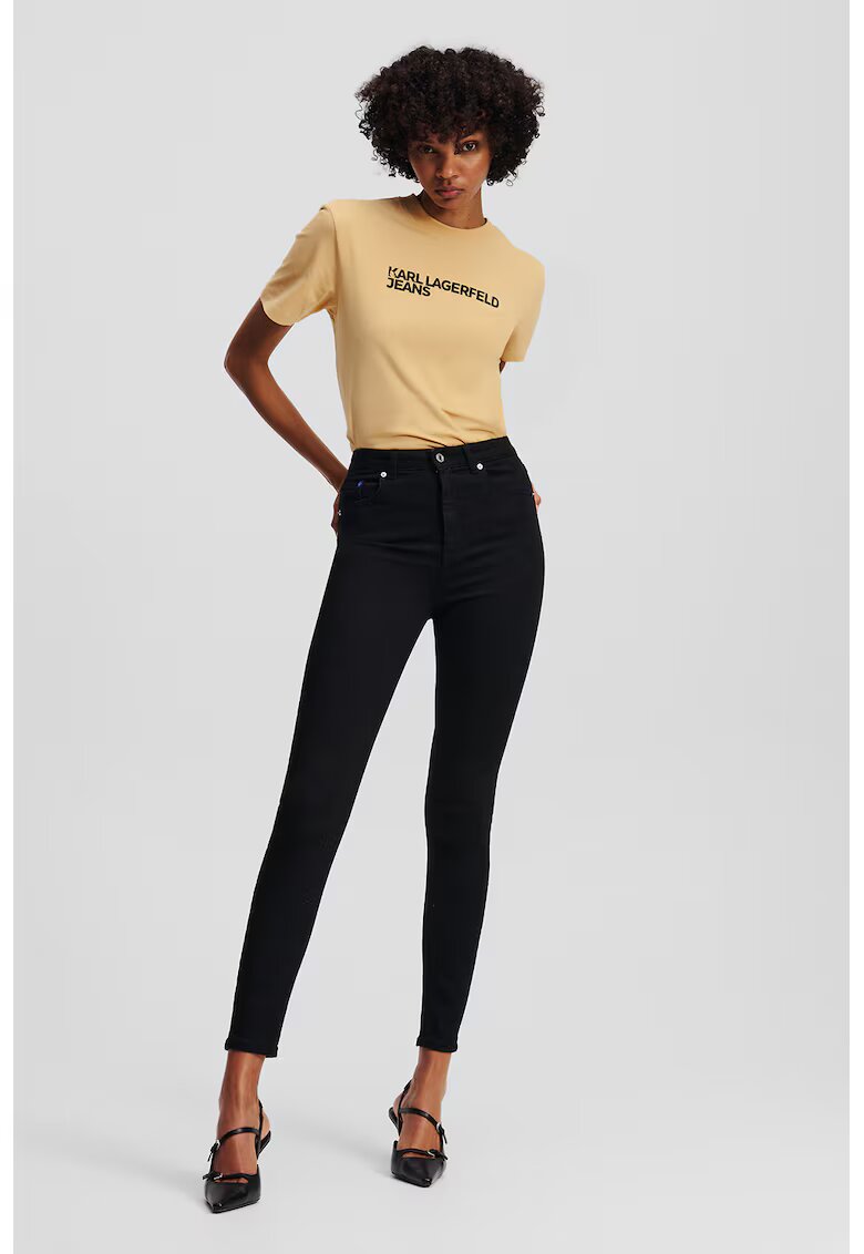 Karl Lagerfeld Jeans Blugi skinny crop cu talie inalta - Negru