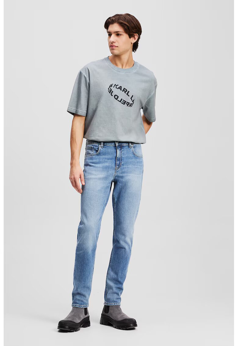 Karl Lagerfeld Jeans Blugi slim-fit cu aspect decolorat - Albastru deschis