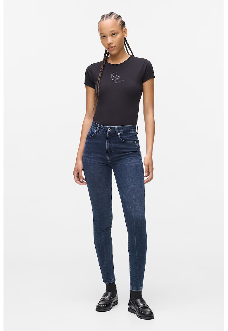 Karl Lagerfeld Jeans Blugi slim-fit din bumbac organic - Albastru petrol