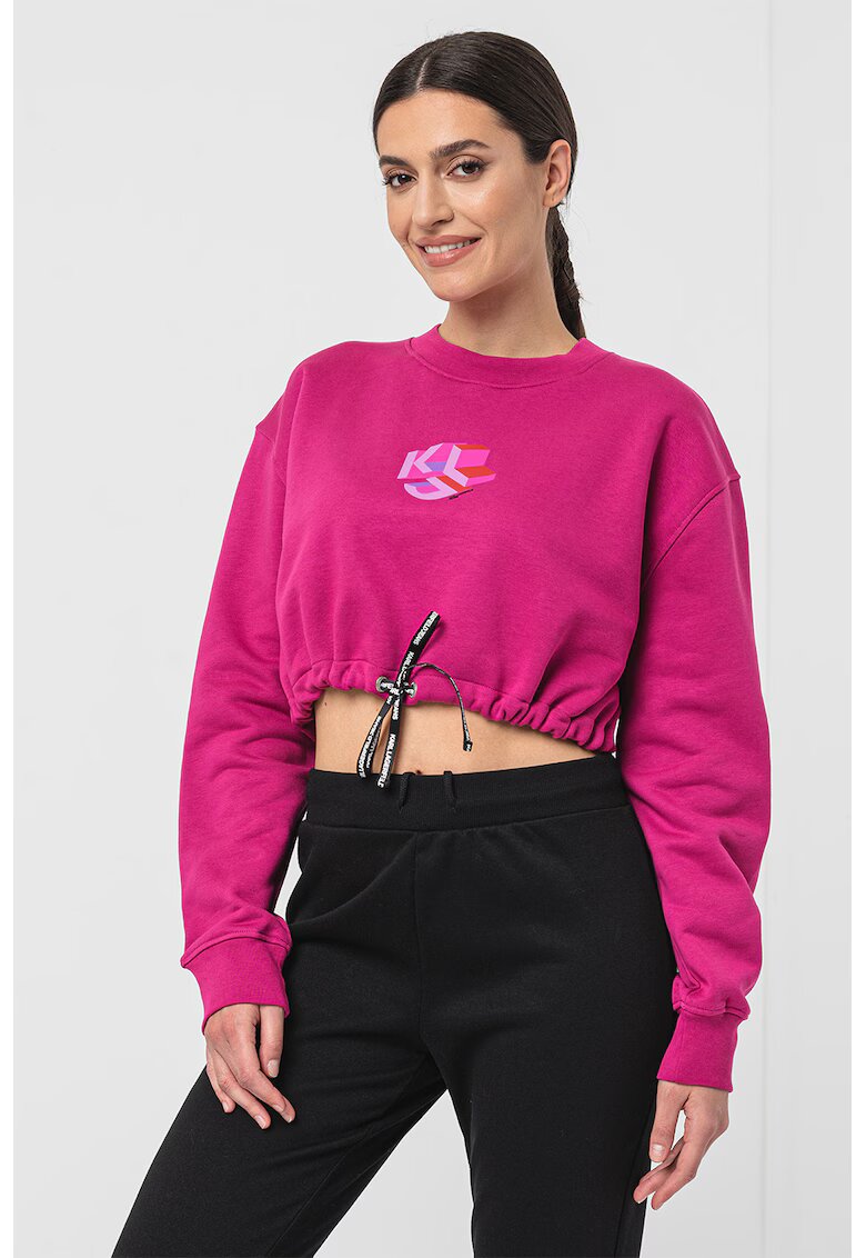 Karl Lagerfeld Jeans Bluza de trening crop cu snur de ajustare - Roz fandango