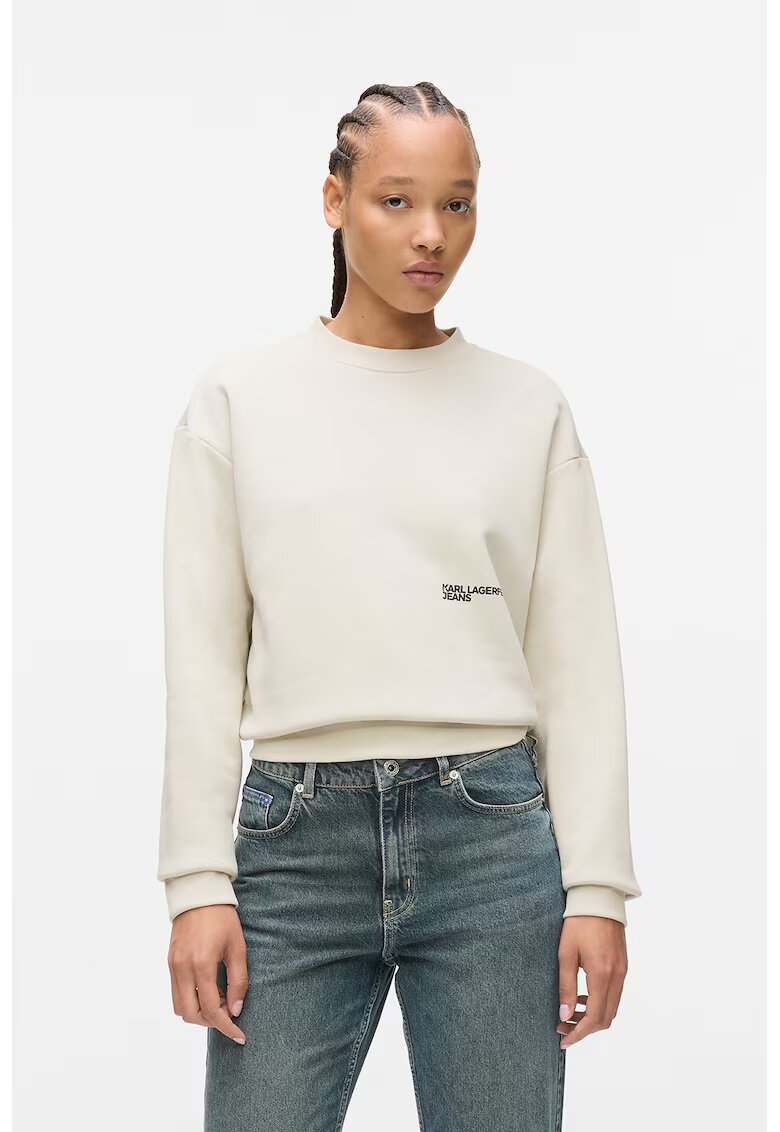 Karl Lagerfeld Jeans Bluza de trening cu logo - Alb fildes