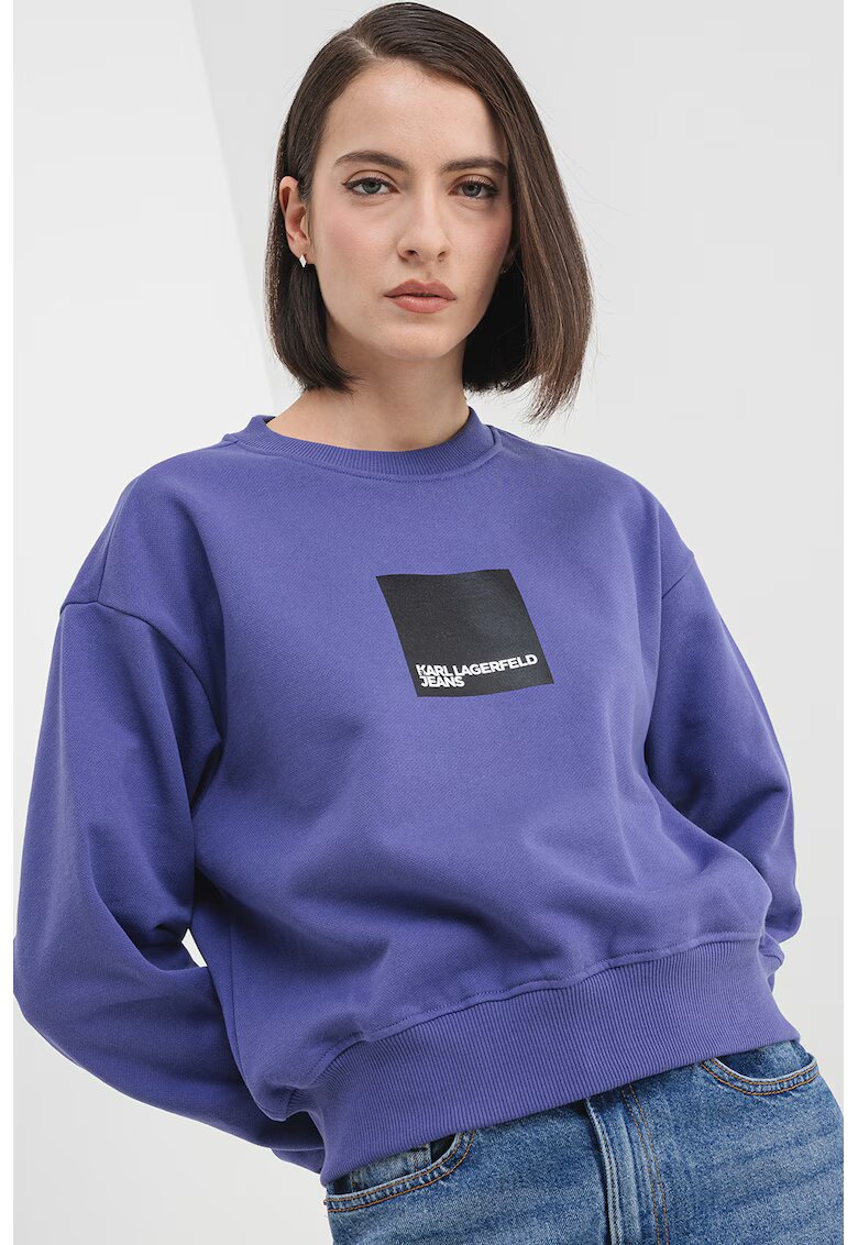 Karl Lagerfeld Jeans Bluza de trening de bumbac organic cu logo - Violet