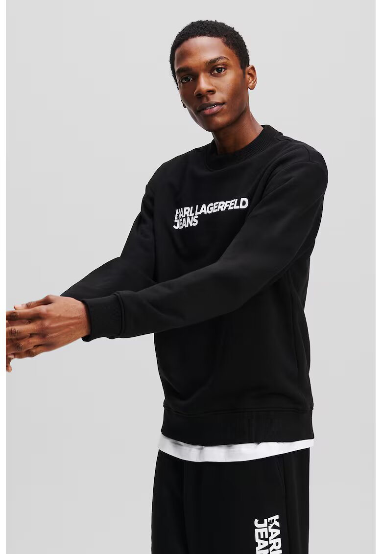Karl Lagerfeld Jeans Bluza de trening lejera din amestec de bumbac - Negru