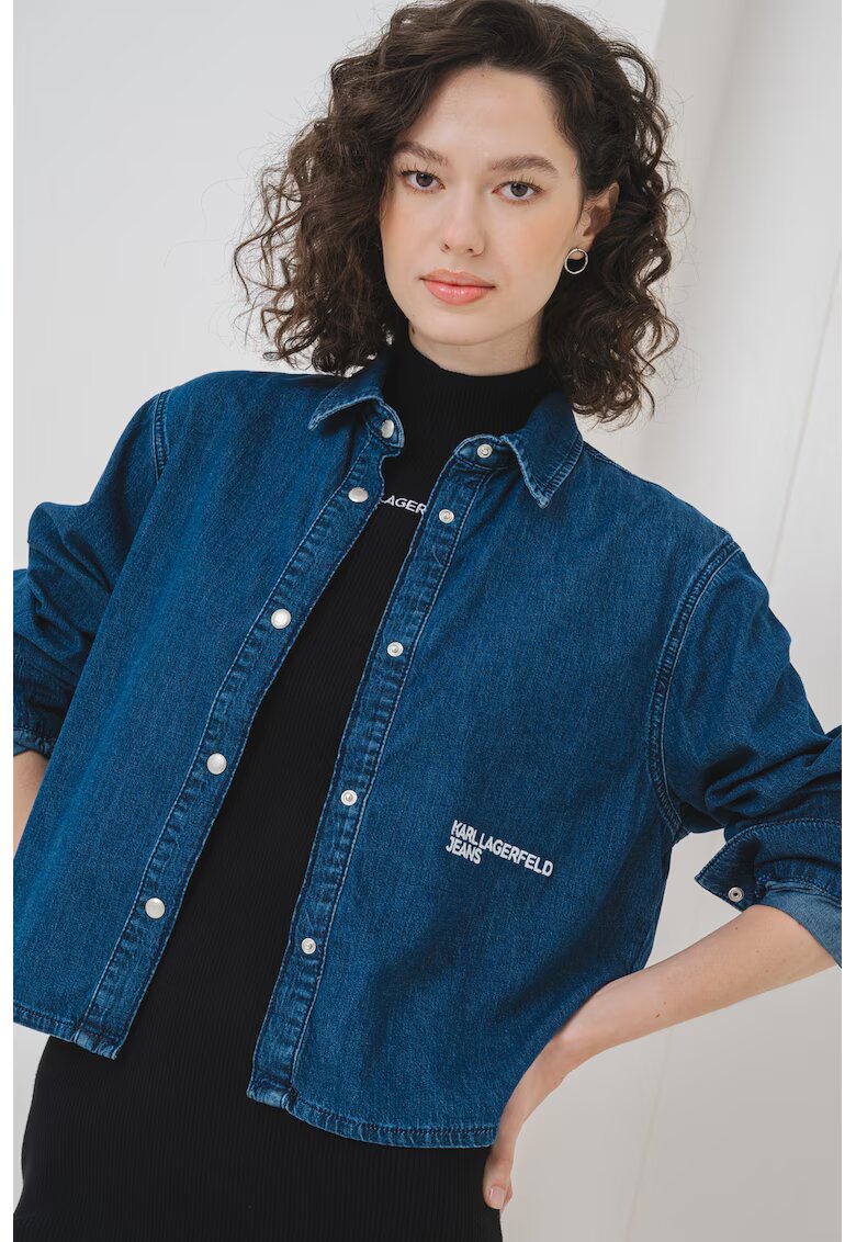 Karl Lagerfeld Jeans Camasa de denim cu capse - Albastru inchis