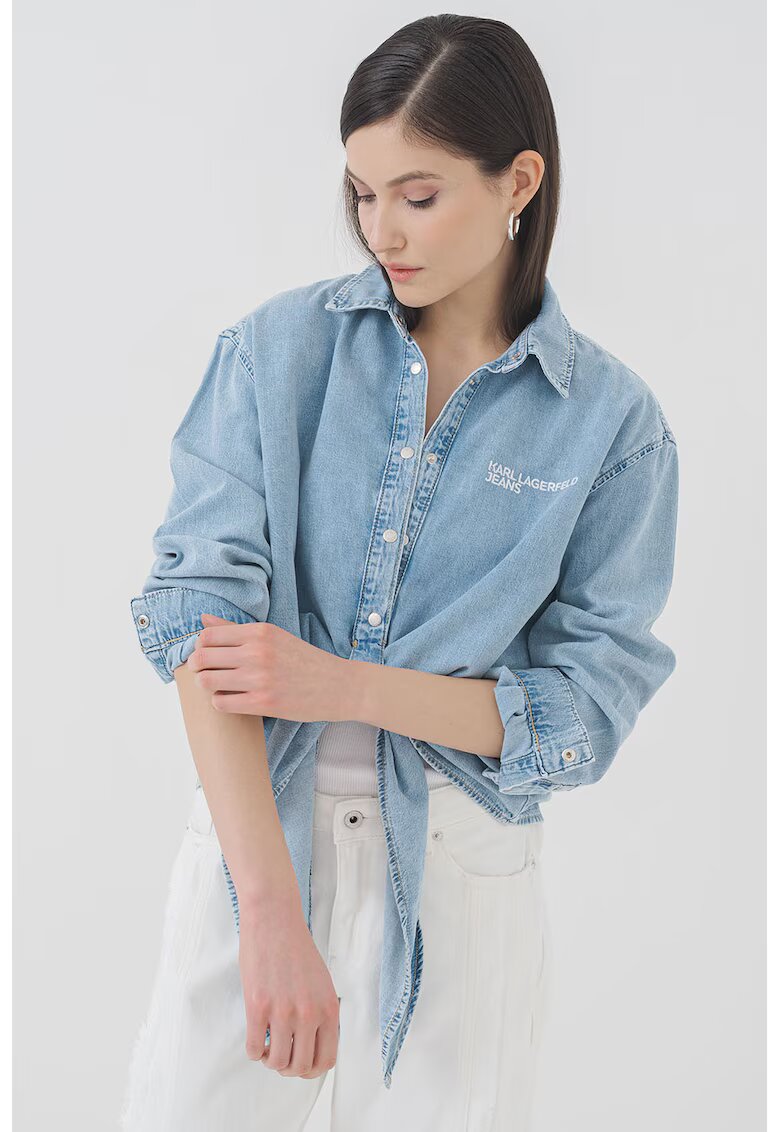 Karl Lagerfeld Jeans Camasa de denim cu nasturi - Albastru deschis