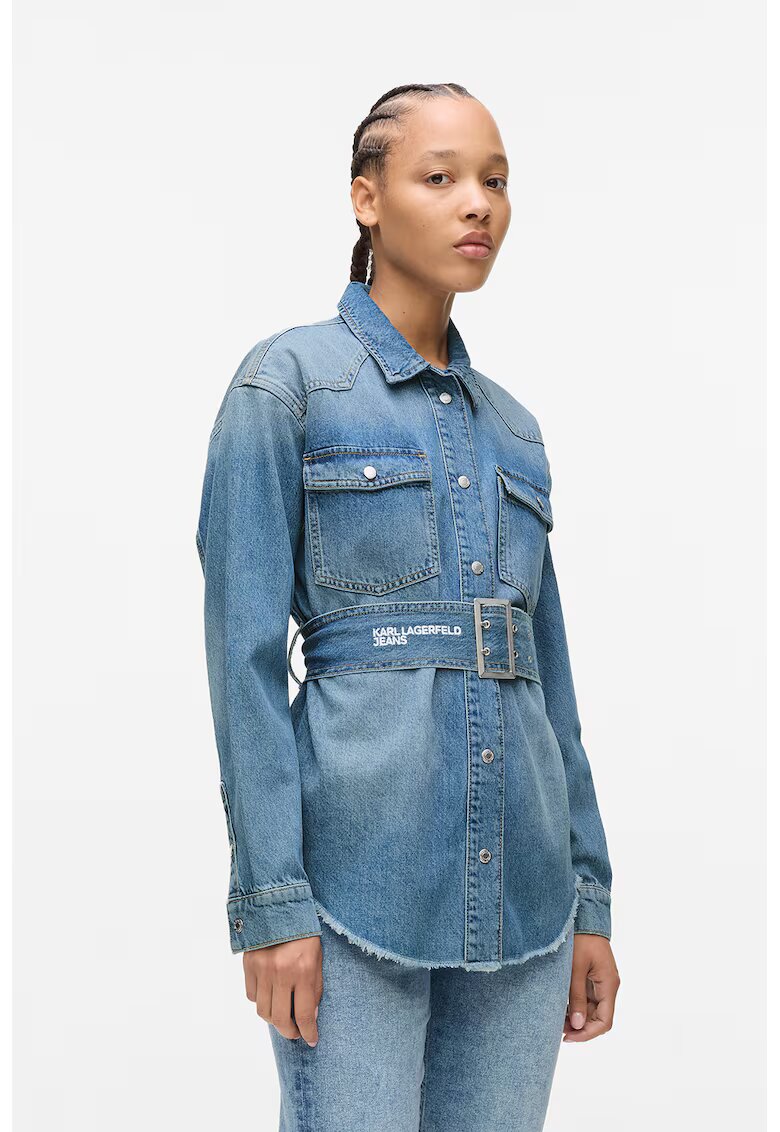 Karl Lagerfeld Jeans Camasa din denim cu o curea in talie - Albastru pastel