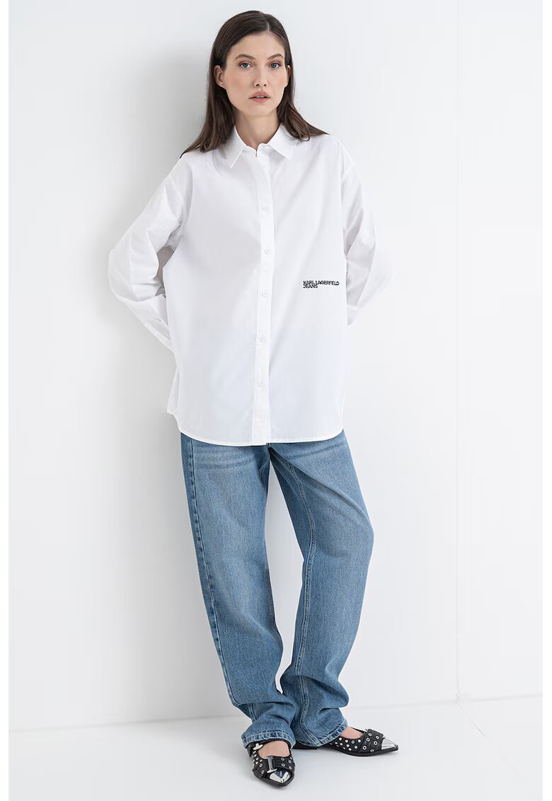 Karl Lagerfeld Jeans Camasa supradimensionata de bumbac - Alb optic