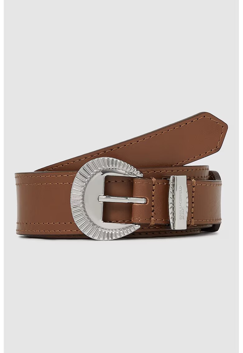 Karl Lagerfeld Jeans Curea de piele cu catarama rotunda - Caramel